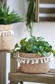 A & B Home 2-Piece Natural Woven Basket Planters with Mini Tassels-5