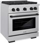 ZLINE Autograph Edition Paramount 30" Satin Stainless Steel Pro Style Dual Fuel Range with Matte Black Accents-2