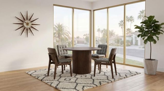 Coaster® Hamlyn 5-Piece Gray/Walnut Round Dining Table Set-1