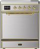 Ilve® Majestic III 30" Stainless Steel Pro Style Induction Range with Solid Door and Brass Trim-0