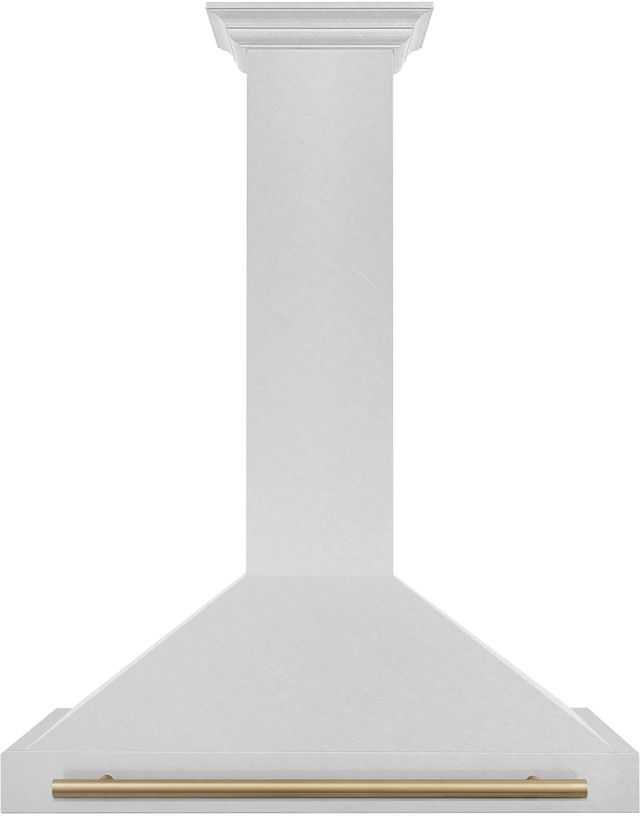 ZLINE Autograph Edition 36" Finger Resistant Satin Stainless Steel Convertible Wall Mounted Range Hood with Champagne Bronze Handle-0