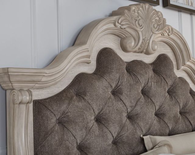 Signature Design by Ashley® Bruchandi Antique White/Gray King Upholstered Panel Bed-4