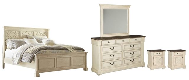 Signature Design by Ashley® Bolanburg 5-Piece Antique White King Panel Bed Set-0