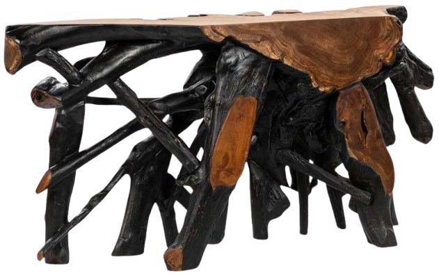 Classic Home Cypress Brown Console Table with Black Base-2