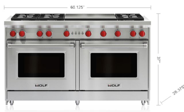 Wolf® 60" 6-Burner Stainless Steel Pro Style Liquid Propane Gas Range-3