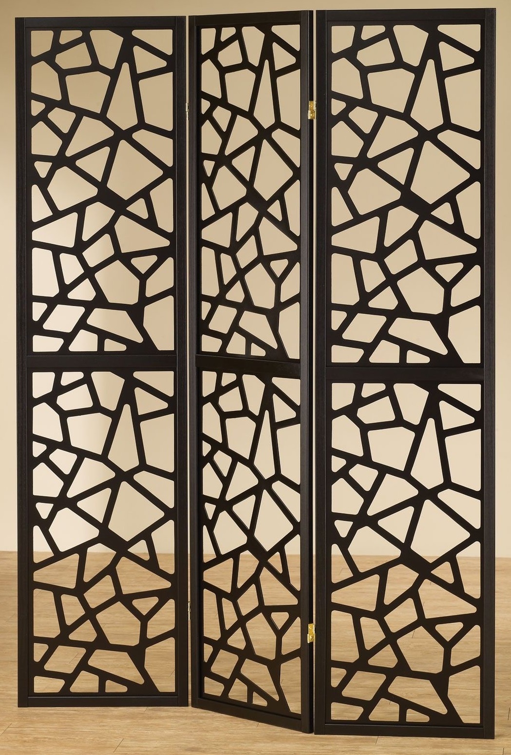 Coaster Nailan Black 3-Panel Open Mosaic Pattern Room Divider