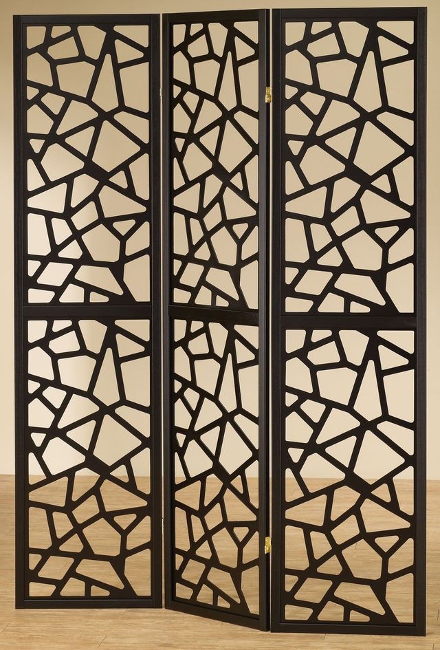 Coaster® Nailan Black 3-Panel Open Mosaic Pattern Room Divider-1
