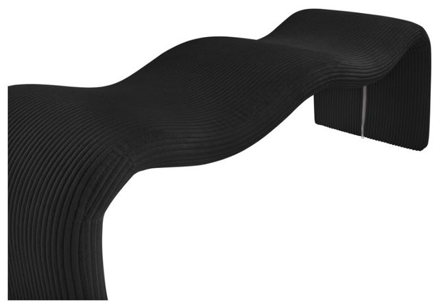 Meridian Furniture Willow Black Corduroy Fabric Bench-3