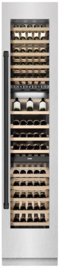 ZLINE Autograph Edition 18" 9.0 Cu. Ft. Triple Zone 68 Bottle Right Hinge Column Wine Cooler in Satin Stainless Steel with Matte Black Accents-3