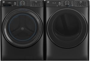 Front view of the GE® Carbon Graphite Front Load Laundry Pair
