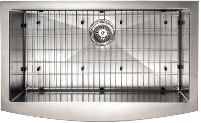 ZLINE Vail 33" Satin Stainless Steel Farmhouse Apron Mount Single Bowl Kitchen Sink with Bottom Grid-4