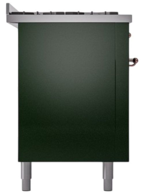 Ilve® Nostalgie II Noblesse 60'' Emerald Green Pro Style Dual Fuel Range with Copper Trim-2