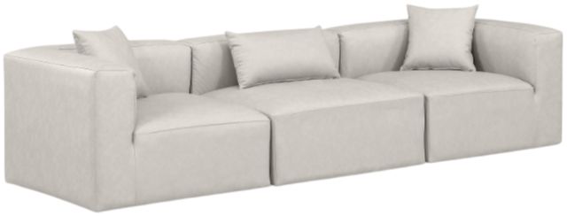 Meridian Furniture Cube 3-Piece Cream Leather Modular Sofa-0