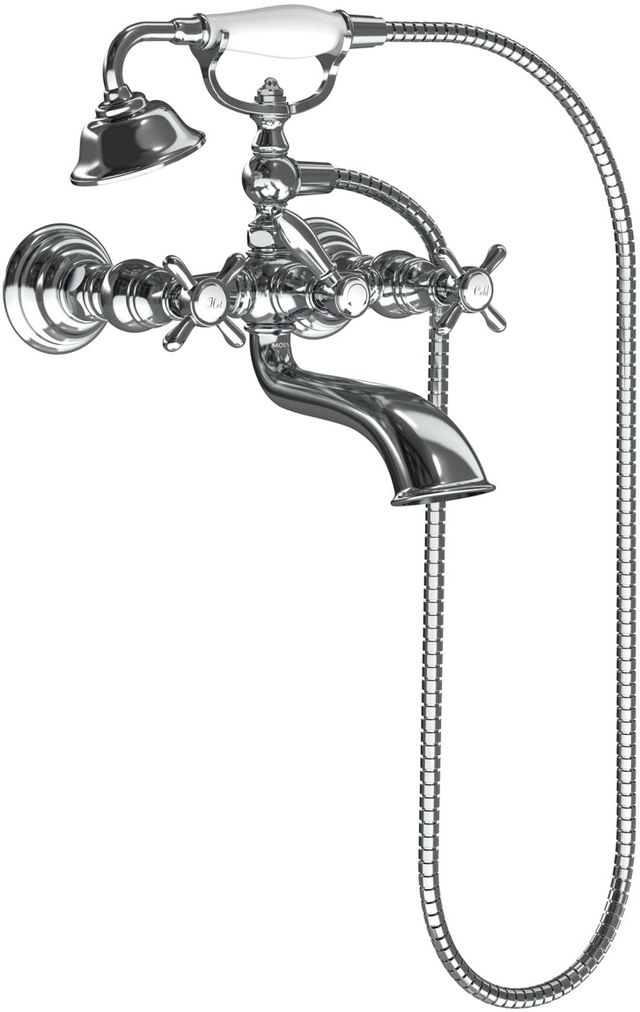 Moen® Weymouth™ Chrome Two-Handle Tub Filler with Hand Shower-0