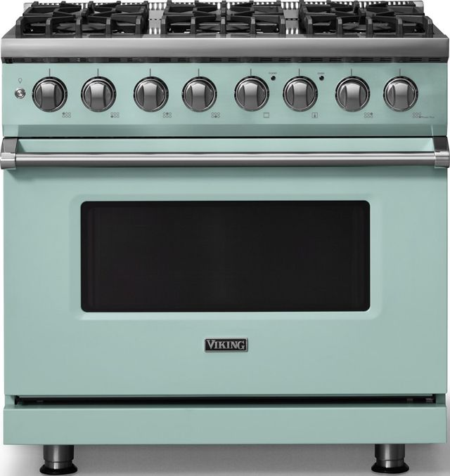 Viking® 5 Series 36" Splash Pro Style Dual Fuel (LP) Range with Polished Chrome Trim-0