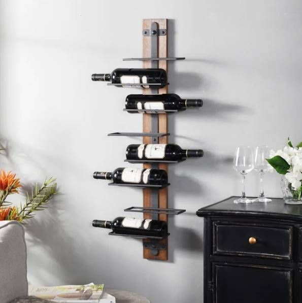 Stylecraft Black/Brown Wall Wine Holder-3