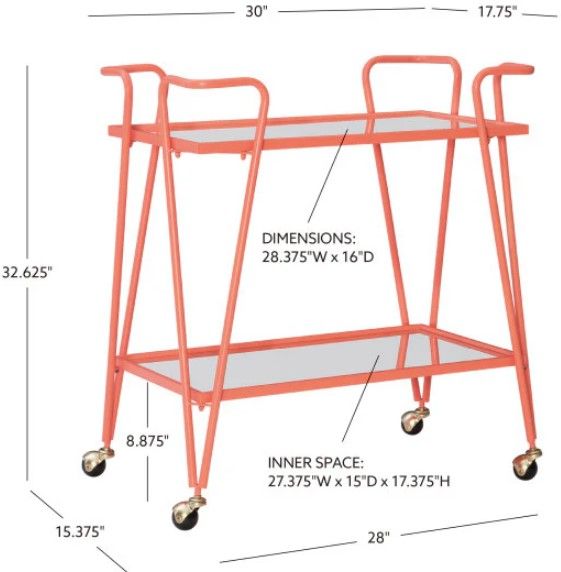 Linon Ellie Coral Bar Cart-2