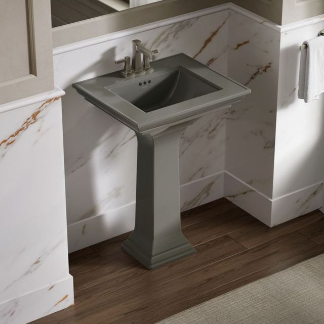 Kohler Memoirs® Stately Thunder Grey 25" Centerset Rectangular Pedestal Bathroom Sink-2