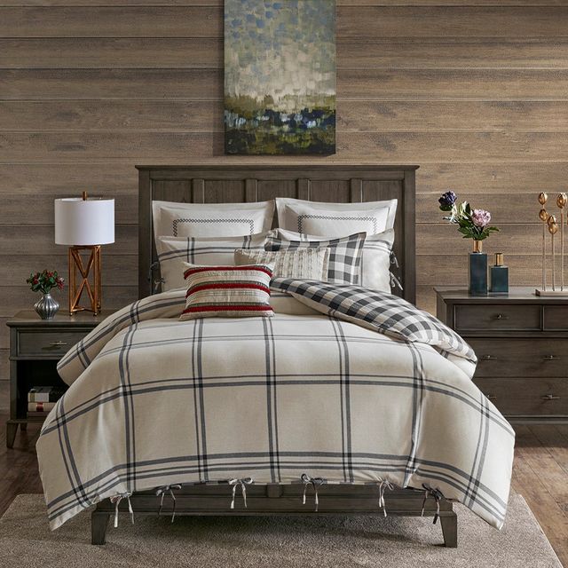 Olliix by Madison Park Signature Willow Oak Grey Queen Reversible Cotton Comforter Set-2