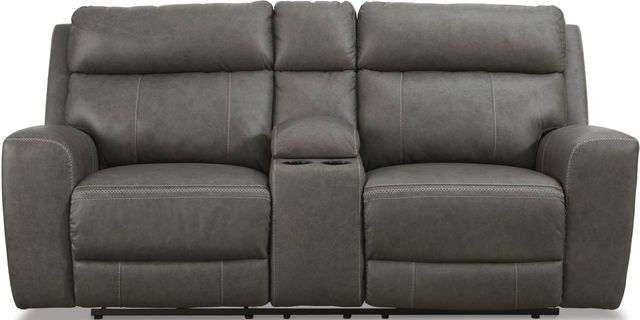Signature Design by Ashley® Roman Smoke Power Reclining Loveseat with Console-1