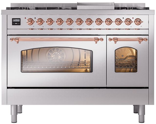 Ilve® Nostalgie II Series 48" Stainless Steel Pro Style Dual Fuel Range-0