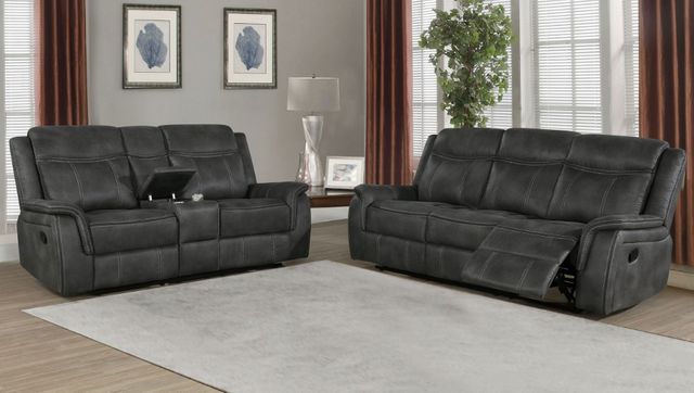 Coaster® Lawrence 2-Piece Charcoal Manual Reclining Living Room Set-1