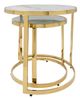 Sagebrook Home Set of 2 Round Glass Top Side Table with Gold Frame-1