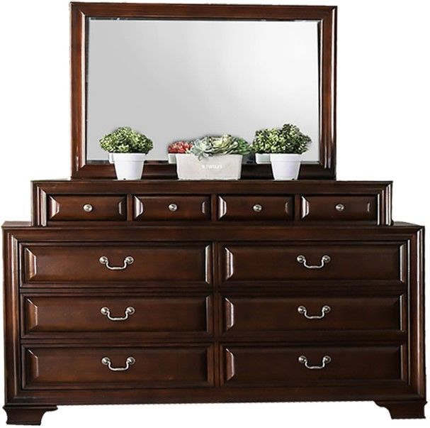 Mazin Furniture Milton Brown Cherry Dresser with Jewelry Storage-1