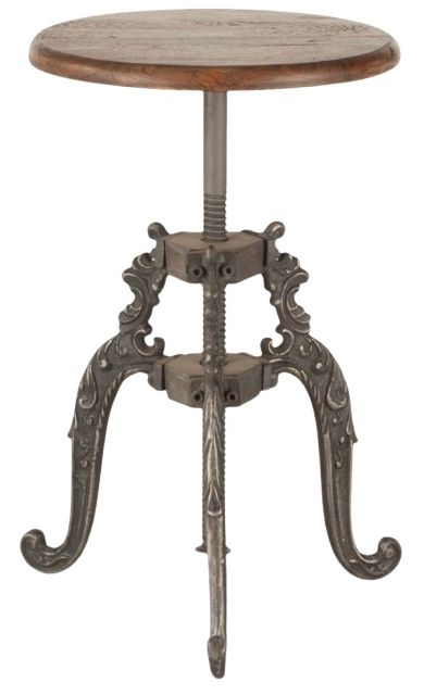 Home Trends & Design French Vintage Weathered Gray Adjustable Stool-0