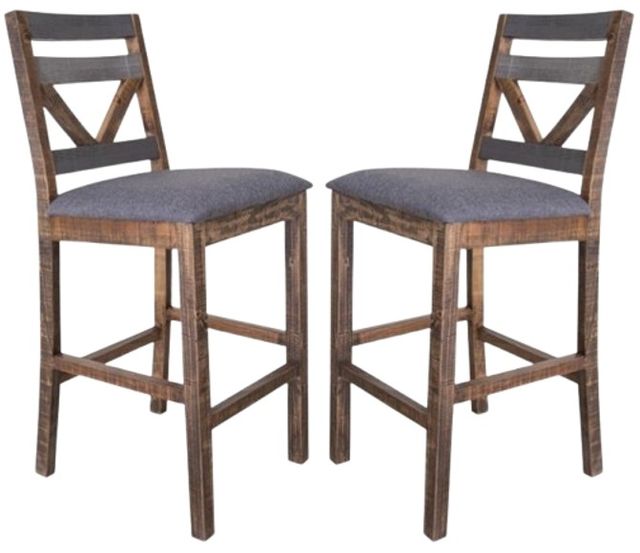 International Furniture Direct Loft Gray RC Brown/Gray Upholstered Bar Stool-2