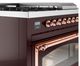 Ilve® Nostalgie II Noblesse 48'' Burgundy Pro Style Dual Fuel Range with Copper Trim-4