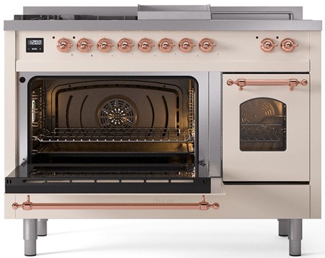 Ilve® Nostalgie II Series 48" Antique White Pro Style Dual Fuel Range-2