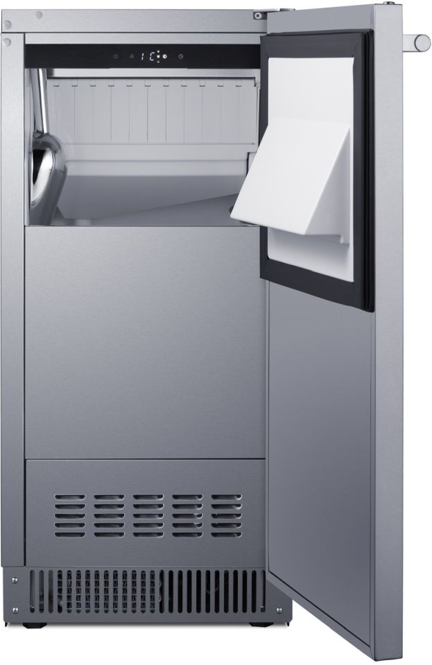 Summit® 15" 68 lb. Stainless Steel Weatherproof Outdoor Ice Maker-2