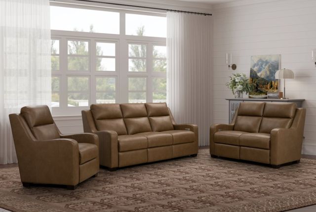 BarcaLounger® Ayden Hillwood Toffee Leather Power Reclining Loveseat-2