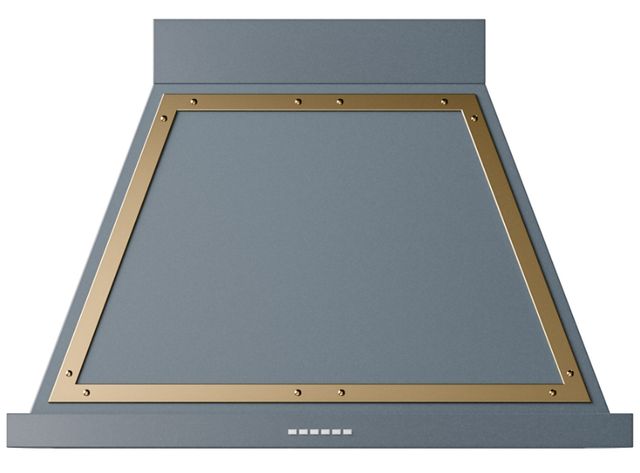 Ilve® Nostalgie II Noblesse 36'' Blue Gray Wall Mounted Range Hood with Brass Trim-0