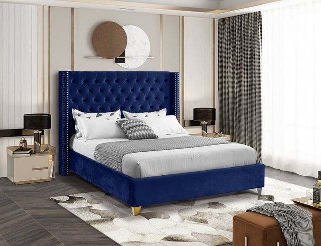 Meridian Furniture Barolo Navy Velvet Full Bed-3