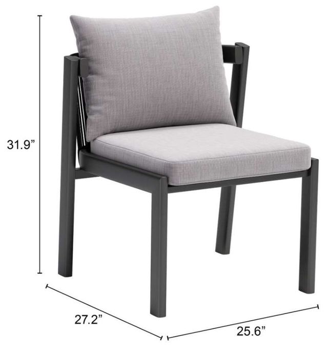 Zuo® Modern Horizon 2-Piece Gray Aluminum Fabric Outdoor Dining Chair Set-4