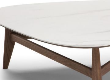 Natuzzi Editions Plettro Statuario/Blonde Ash Triangular Coffee Table-1