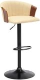Armen Living Lydia Black/Cream/Walnut Swivel Adjustable Height Stool-0
