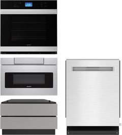 Sharp® 4 Piece Stainless Steel Kitchen Appliance Package