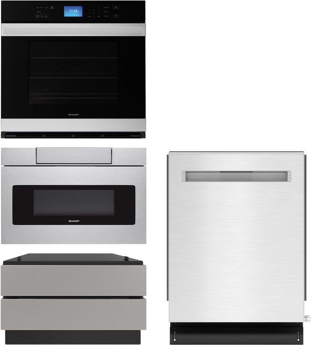 Sharp® 4 Piece Stainless Steel Kitchen Appliance Package