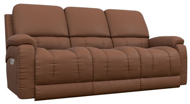 La-Z-Boy® Greyson Caramel Leather Power Reclining Sofa with Headrest and Lumbar