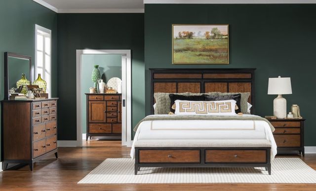 Legacy Classic Fenmore Dark Mocha/Distressed Cherry King Panel Bed with Storage Bench-1