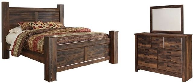 Signature Design by Ashley® Quinden 2-Piece Dark Brown King Poster Bed Set-0
