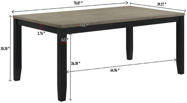 Crown Mark Folio Gray Dining Table with Black Base-2