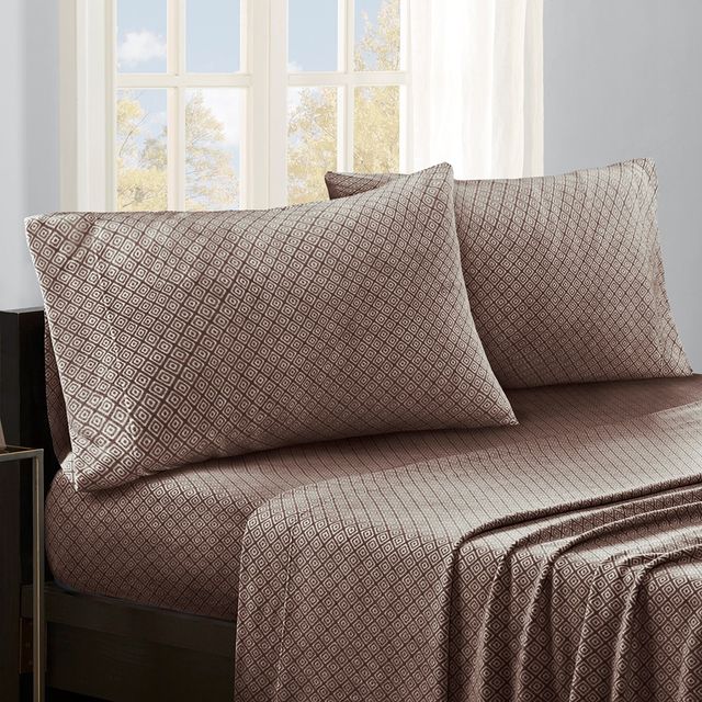 Olliix by True North by Sleep Philosophy Brown Diamond Full Micro Fleece Sheet Set-4