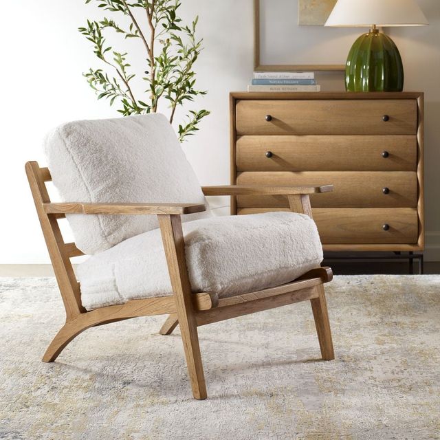 Uttermost® Laid Back Natural/White Accent Chair-1