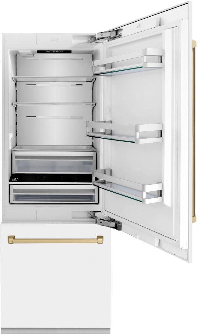 ZLINE Autograph Edition 30" 16.1 Cu. Ft. White Matte Built-In Bottom Freezer Refrigerator-2
