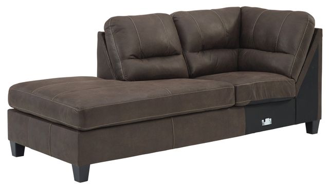 Signature Design by Ashley® Navi 2-Piece Chestnut Left-Arm Facing Sofa Sleeper Sectional and Chaise-3