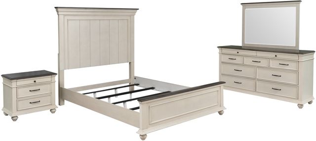 Powell® Carrington 4-Piece Antique White/Dark Brown Queen Panel Bedroom Set-0
